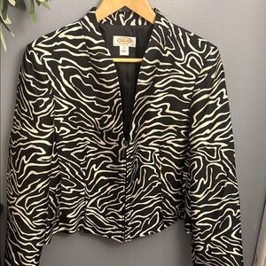 Talbots Black and White Zebra Blazer